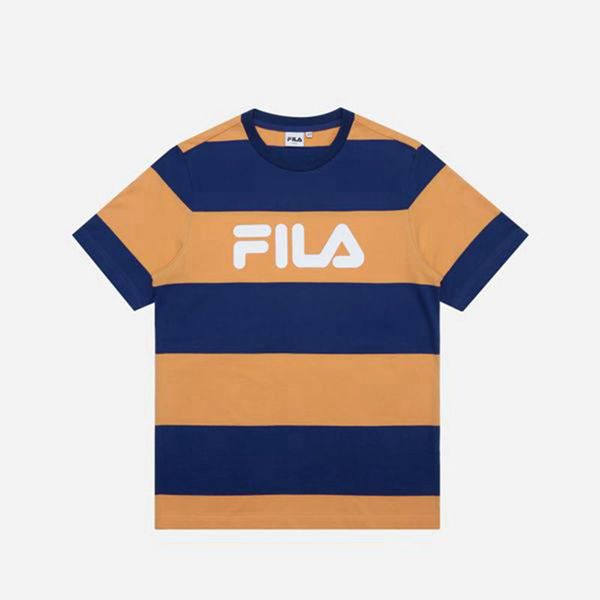 Fila T-Shirt Dam Orange / Marinblå - Striped S/S,06138-OFLJ